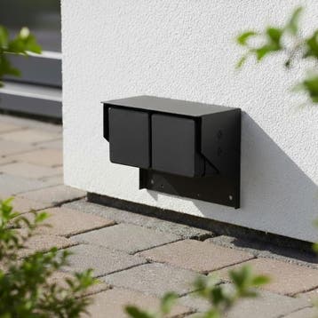 Buiten Wandstopcontact 2 Zwart Decoratie Buitenstopcontact, Zwart, Overige materialen, Verzenden, Nieuw