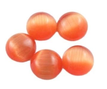 4 x Plaksteen glas cate-eye rond 10 x 2,5mm oranje, Ophalen of Verzenden, Nieuw, Overige typen