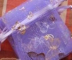 Cadeauzakje giftbag Organza Golden Butterfly Lila 7x9 cm, Ophalen of Verzenden, Nieuw