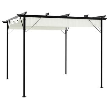 vidaXL Pergola met uitschuifbaar dak 3x3 m staal crémewit, Tuin en Terras, Verzenden, Nieuw
