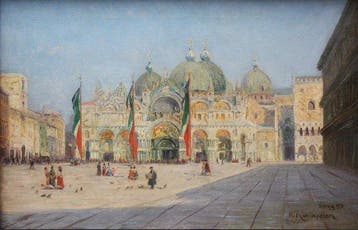 Karl Rundspaden (1882-1967) - Street scene at St. Marco