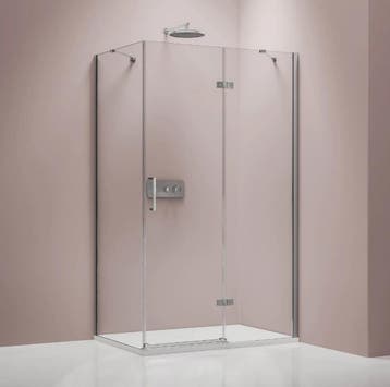 Douchecabine 80 x 120 cm – Draaideur met Vast Deel – Helder, Ophalen of Verzenden, Nieuw, Chroom, Bad