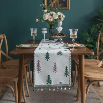 Kerst Tafel Runner met Elanden en Bomen | Winter Decoratie v, Verzenden