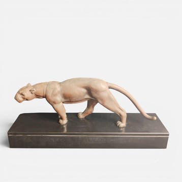 Alexandre ouline - Beeld, Panthère - 22 cm - Gietijzer -