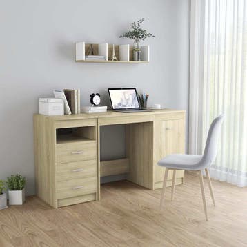 vidaXL Bureau 140x50x76 cm bewerkt hout sonoma eikenkleurig, Verzenden, Nieuw