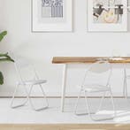 vidaXL Inklapbare stoel 2 pcs Wit 48 x 43,5 x 81 cm Nep Leer, Huis en Inrichting, Verzenden, Nieuw, Wit