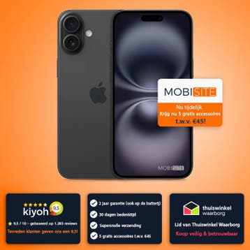 Apple iPhone 16 Zwart | 4 Gratis Accessoires – Accu tot 100%, Verzenden, Refurbished, IPhone 16, Zonder simlock