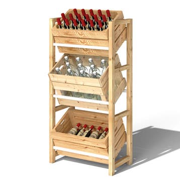 TRUUSK Drankkrattenrek - Houten Krattenrek voor 3 Drankkratt, Verzenden, Nieuw