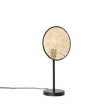 Landelijke tafellamp zwart met rotan 25 cm - Kata, Huis en Inrichting, Lampen | Tafellampen, Verzenden, Nieuw, Oosters