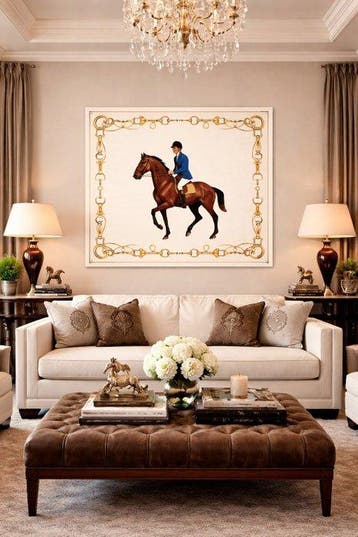 Decoratief paardentapijt Chevalier van katoen - 140x140cm