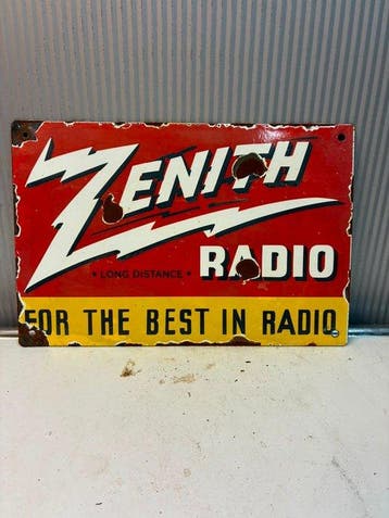 Zenith Radio – Vintage emaille reclamebord – Long Distance –