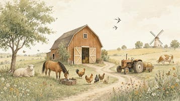 Boerderij behang kinderkamer – fotobehang met dieren, Verzenden, Fotobehang
