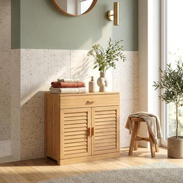 Schoenenkast Aarela bamboe 67x66x34 cm naturel [en.casa], Verzenden, Nieuw