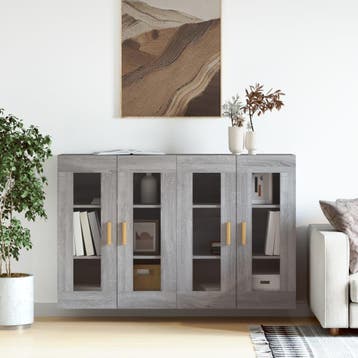 vidaXL Hangkasten 2 st bewerkt hout grijs sonoma, Verzenden, Nieuw, Overige houtsoorten