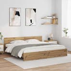 vidaXL Bedframe met hoofdeinde Artisan Eiken 180 x 200 cm, Verzenden, Nieuw, Bruin, Hout