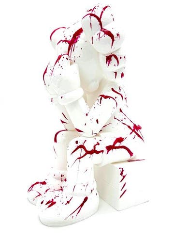 Beeldje - KAWS Inspired – White & Fuchsia Urban Splash -