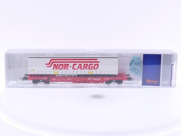 Schaal H0 Roco 66978 diepladerwagen Sdkms 707 Nor-cargo..., Hobby en Vrije tijd, Modeltreinen | H0, Gelijkstroom, Overige typen