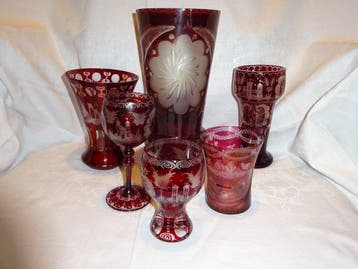 Bekerglas (6) - Glas - beker trofee vaas, Antiek en Kunst, Antiek | Glas en Kristal