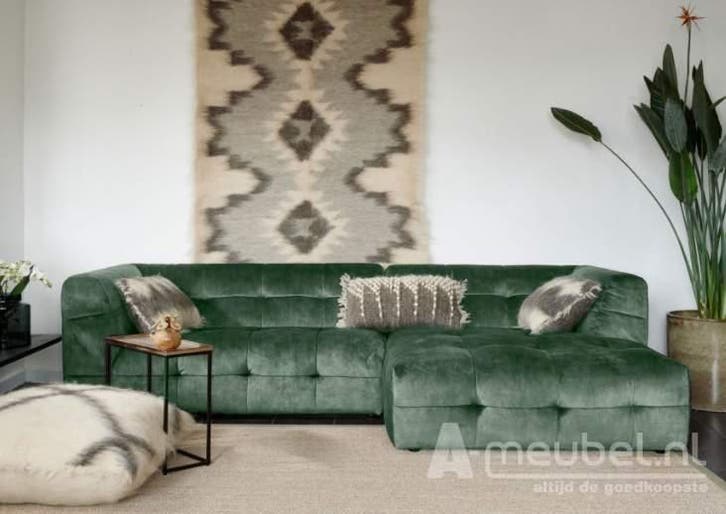 Loungebank Castricum - loungebanken - Groen, Huis en Inrichting, Banken | Sofa's en Chaises Longues, 150 cm of meer, Nieuw, 250 tot 300 cm