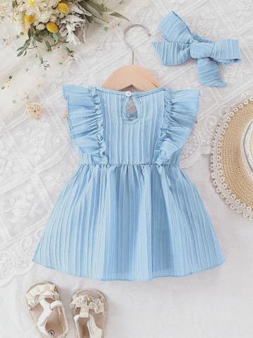Schattige Zomerjurk Blauw voor Baby Meisjes met Ruches en St, Verzenden, Nieuw