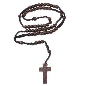 Fako Bijoux - Ketting - Rozenkrans - Hout - Donkerbruin, Verzenden, Nieuw
