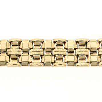Gouden brede Bismarck schakelarmband, Ophalen of Verzenden, Gebruikt, Goud, Goud