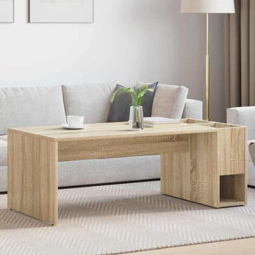 vidaXL Salontafel Sonoma Eiken 101,5 x 50 x 37 cm Bewerkt, Verzenden, Nieuw, Overige houtsoorten, 50 tot 100 cm