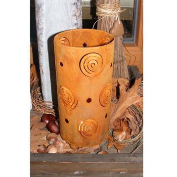 Roest deco lantaarn spiraal | 22cm x 10cm | Patina metalen, Verzenden, Nieuw