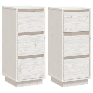 Dressoirs 2st Massief Grenen Wit | Retourdeal 34% Korting, Minder dan 50 cm, Klassiek, Ophalen of Verzenden, Zo goed als nieuw