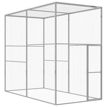 vidaXL Kattenkooi 3x1,5x2,5 m gegalvaniseerd staal, Verzenden, Nieuw