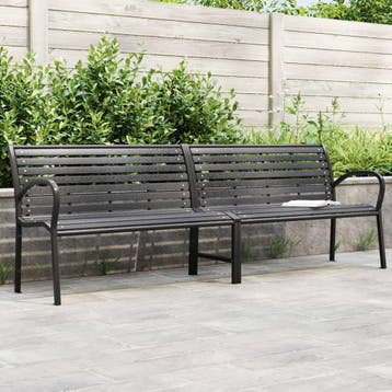 vidaXL Tuinbank dubbel 231 cm staal en HKC zwart, Tuin en Terras, Tuinbanken, Verzenden, Nieuw, Metaal