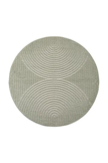 Rond Japandi Vloerkleed | Nova | Bogen | Groen | 80x80 cm, Verzenden, Nieuw