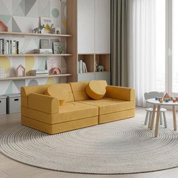 Kinderbank Kayo - Corduroy - Incl. Kussens - Geel, Kinderen en Baby's, Kinderkamer | Overige Meubels, Verzenden, Nieuw