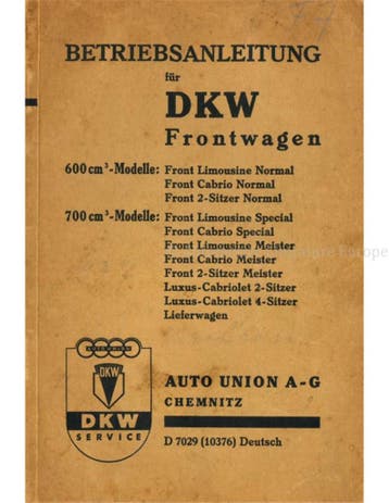1931 DKW( F1) FRONTWAGEN INSTRUCTIEBOEKJE DUITS, Auto diversen