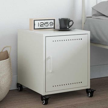 vidaXL Nachtkastje 36x39x43,5 cm staal wit, Minder dan 45 cm, Nieuw, Minder dan 55 cm, Verzenden