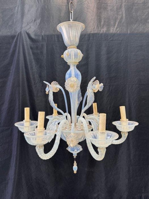 Kroonluchter - Florus - Muranoglas - 6 lampen, Antiek en Kunst, Antiek | Lampen