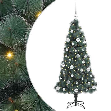 vidaXL Kunstmatige Voorverlichte Kerstboom met Ballenset, Verzenden, Nieuw