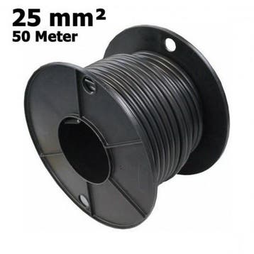 Rol van 25mm², 50 meter - Rood/zwart Dubbel geïsoleerde a., Verzenden, Nieuw, Overige typen