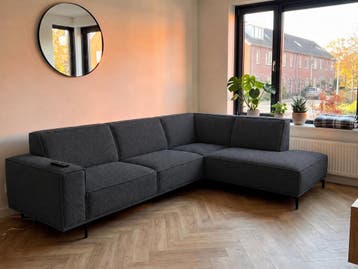 Hoekbank Huizen - hoekbanken - Antraciet, Nieuw, 150 cm of meer, Stof, 250 tot 300 cm