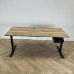 verstelbaar bureau met persoonlijke lade 180x80 cm, natuur, Ophalen of Verzenden, In hoogte verstelbaar, Gebruikt