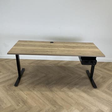 verstelbaar bureau met persoonlijke lade 180x80 cm, natuur, Ophalen of Verzenden, In hoogte verstelbaar, Gebruikt