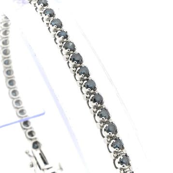 Witgouden armband met blauwe moissanite; 2,75 ct., Gebruikt, Ophalen of Verzenden, Met edelsteen, Goud