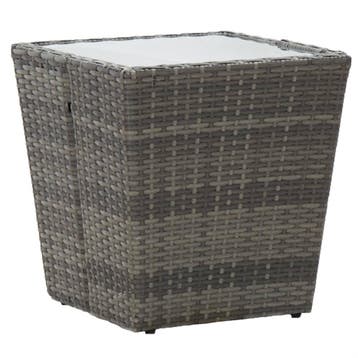 vidaXL Theetafel 41,5x41,5x43 cm poly rattan en gehard glas, Verzenden, Nieuw