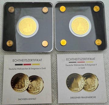 Duitsland. Gold medal ND, Sachsen & Dresdner, 2x 1/500 Oz,