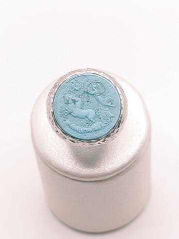 Zonder minimumprijs - Ring Zilver, natuurlijke turkoois -, Nieuw