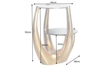 Handgemaakte bijzettafel LEVELS 50cm goud antiek zwart glas, Ophalen of Verzenden, Nieuw