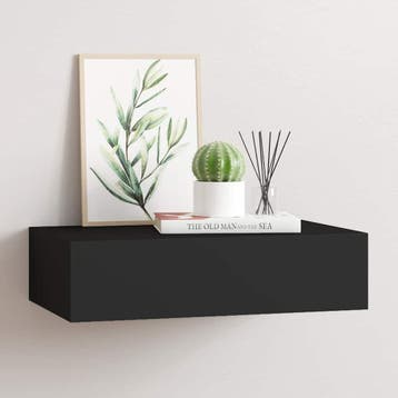 vidaXL Wandschap met lade 40x23,5x10 cm MDF zwart, Verzenden, Nieuw