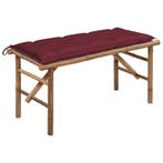 vidaXL Tuinbank inklapbaar met kussen 118 cm bamboe, Tuin en Terras, Tuinbanken, Verzenden, Nieuw, Hout