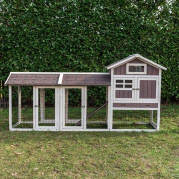 Konijnenhok Amalie ren links XXL Wit/Taupe Dennenhout, Verzenden, Nieuw