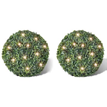 vidaXL Ronde kunstbuxus 27 cm met solar LED-verlichting (2, Diversen, Verzenden, Nieuw
